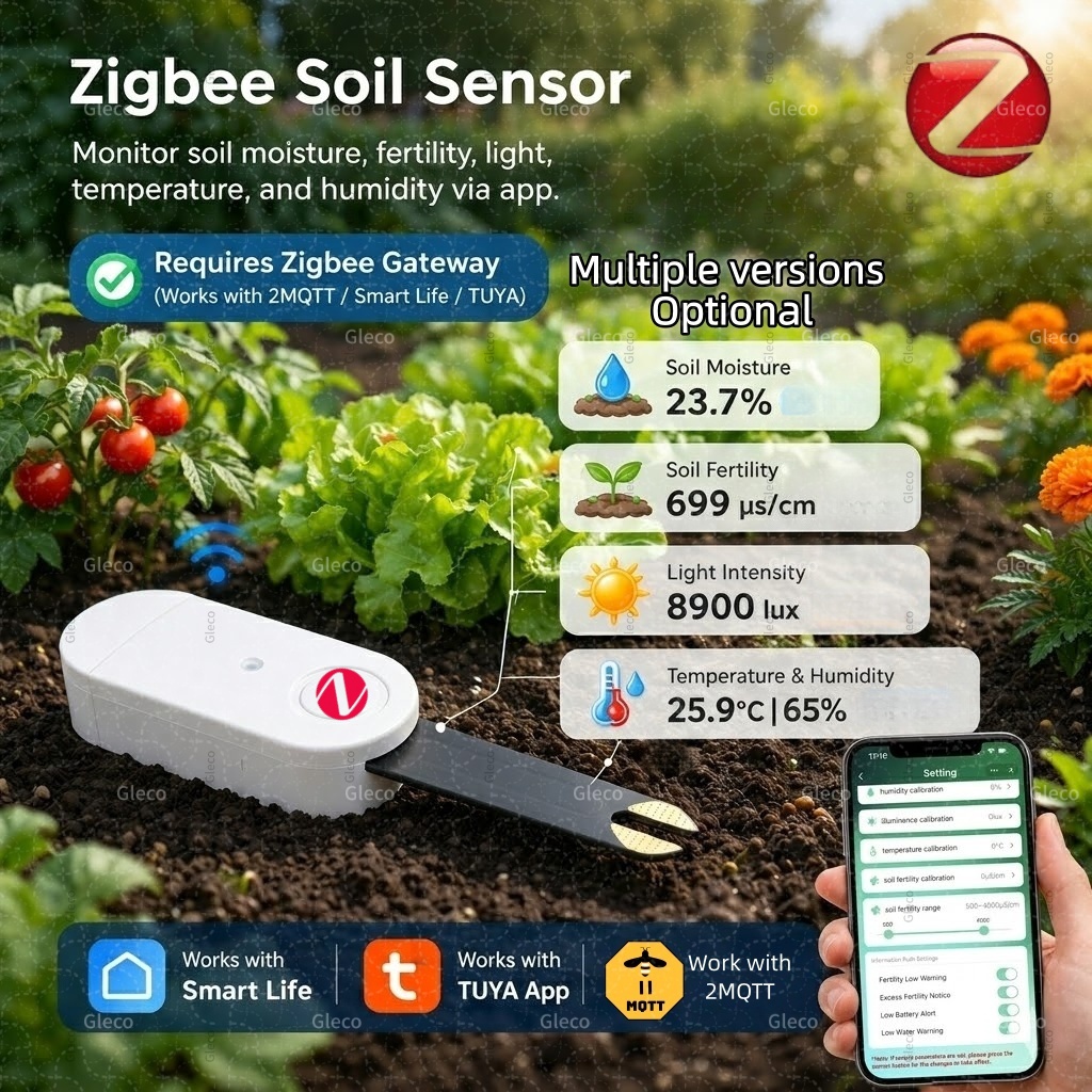 Smart Zigbee Garden Light - Zigbee Toprak Nemi Sıcaklık Nem Sensörü